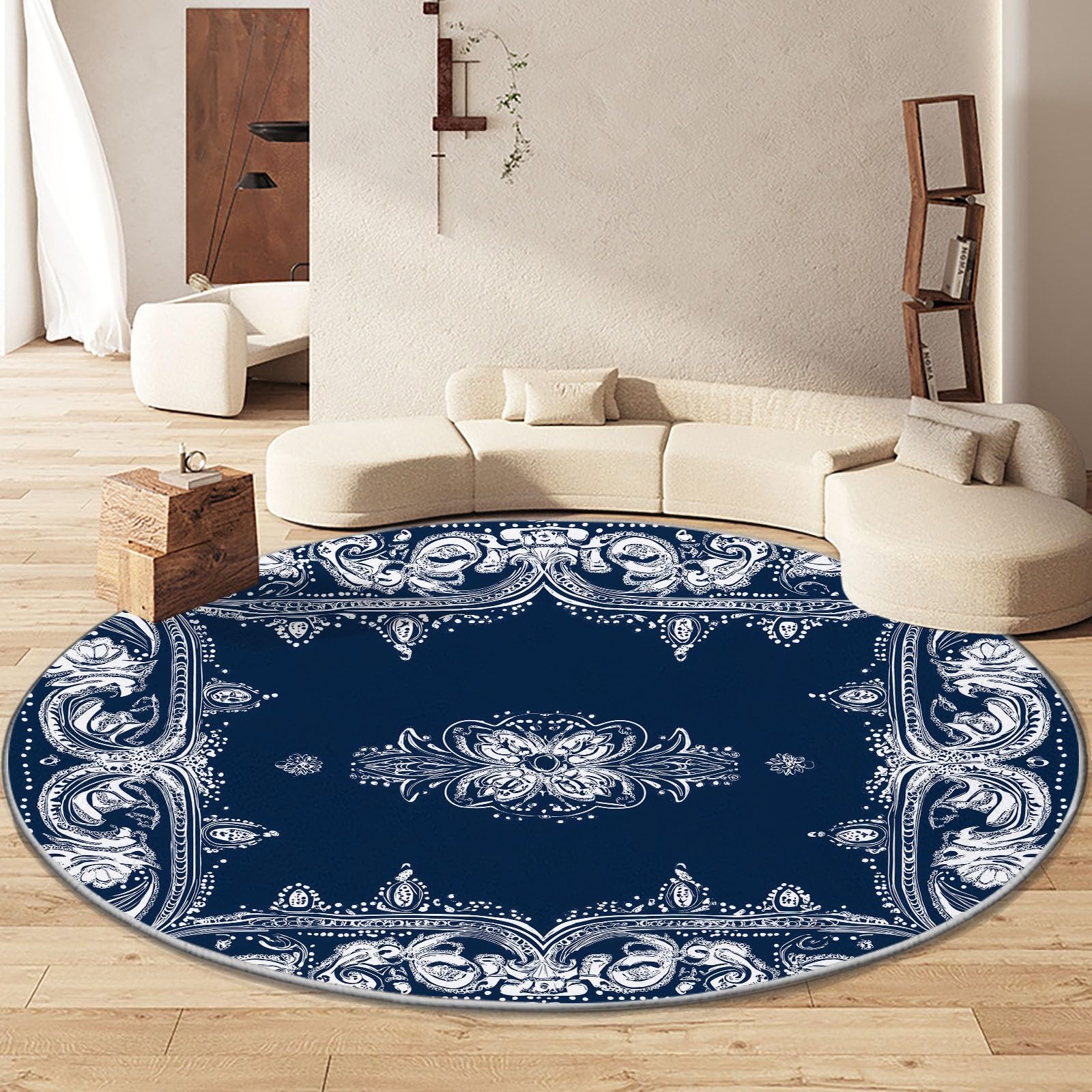 Amazon.com: Round Rug 7 ft for Living Room, Paisley Pattern